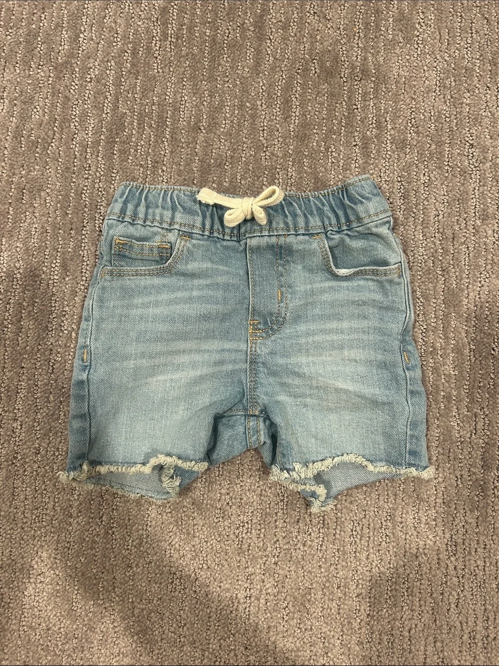Old Navy Light Blue Denim Drawstring Shorts with Frayed Hem